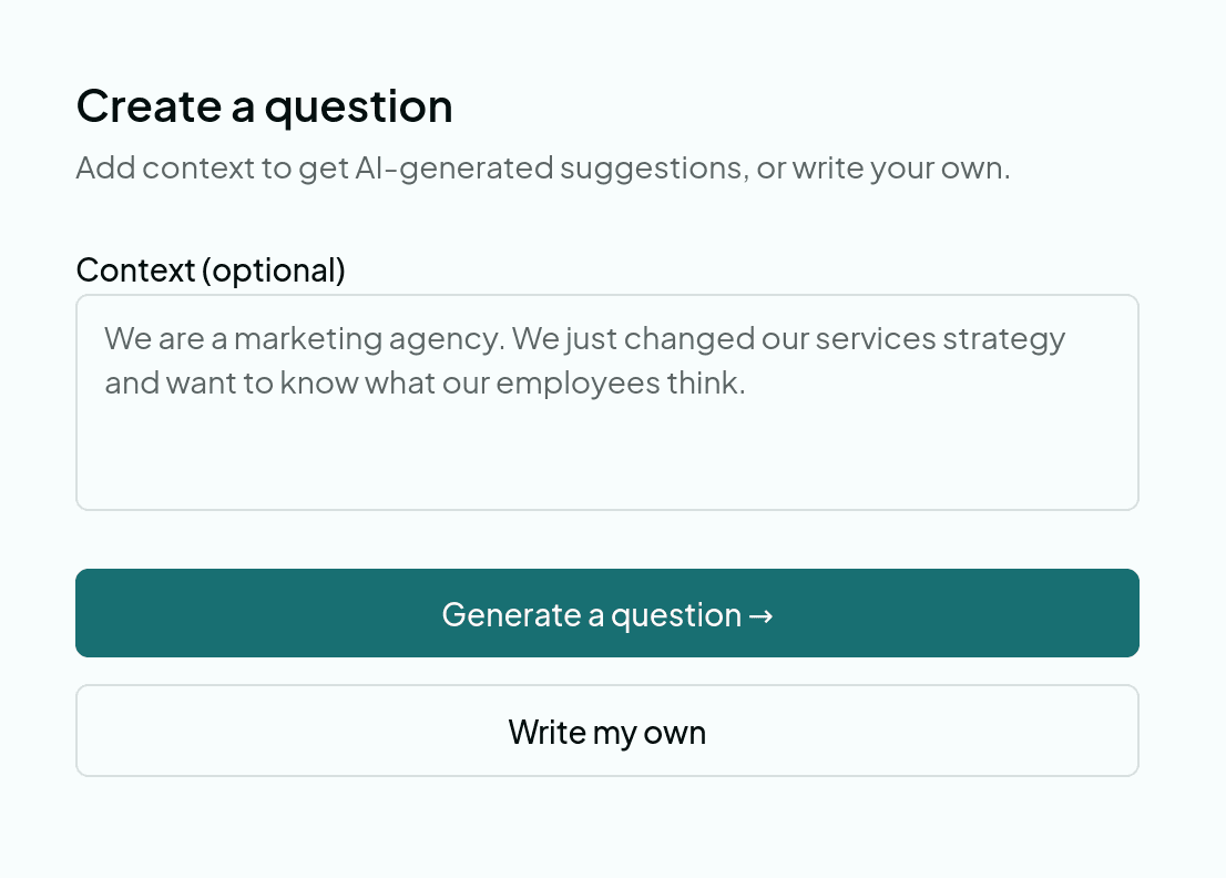 Field Read question creation interface